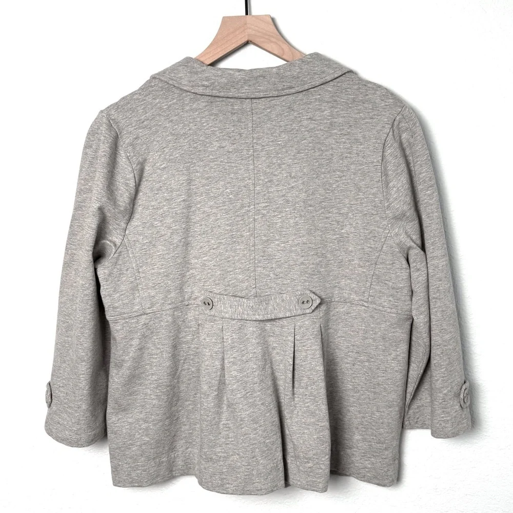 Motto Women's Cropped Pea Coat Heather Gray Pleated Button-Up Size-L NWT